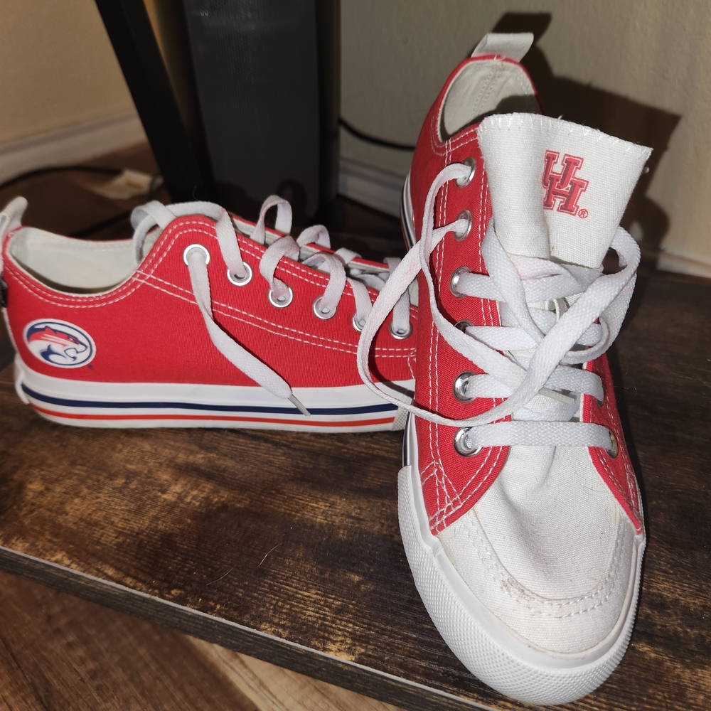University of Houston Red Canvas Low-Top Sneakers for Women
